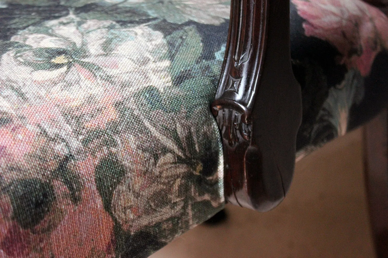 A George III Chinese Chippendale Mahogany & Upholstered Open Armchair c.1780