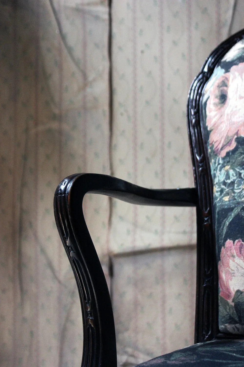 A George III Chinese Chippendale Mahogany & Upholstered Open Armchair c.1780