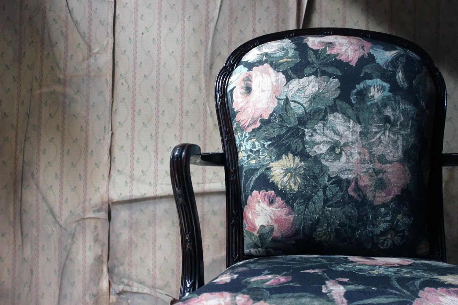 A George III Chinese Chippendale Mahogany & Upholstered Open Armchair c.1780