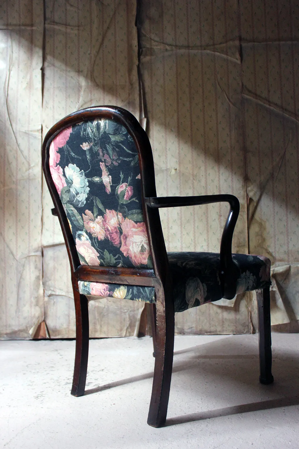A George III Chinese Chippendale Mahogany & Upholstered Open Armchair c.1780