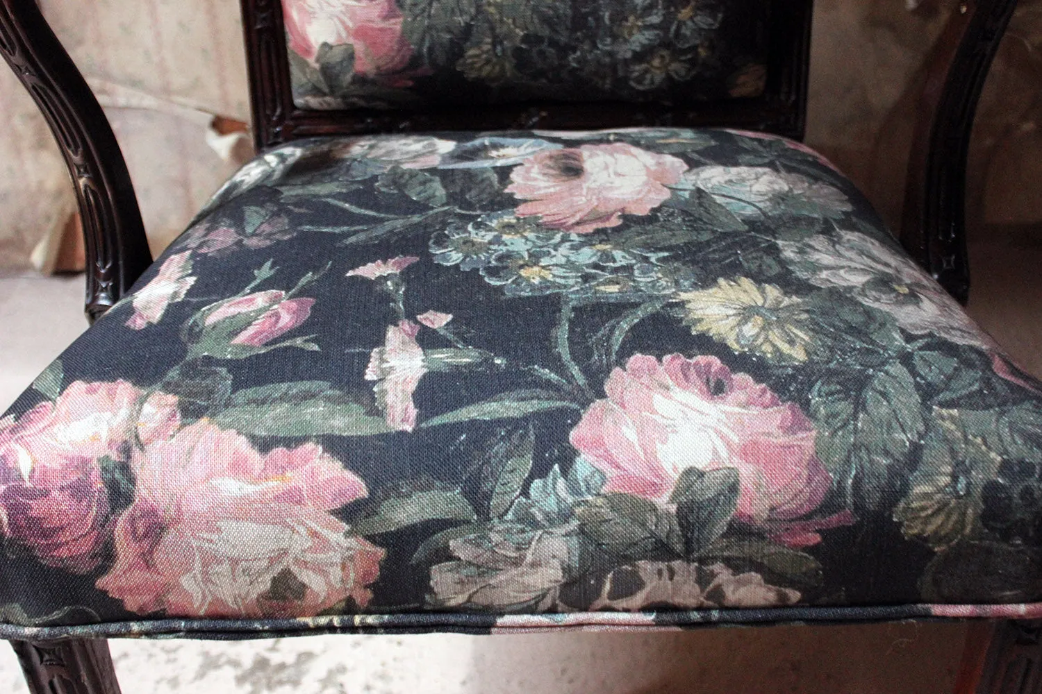 A George III Chinese Chippendale Mahogany & Upholstered Open Armchair c.1780