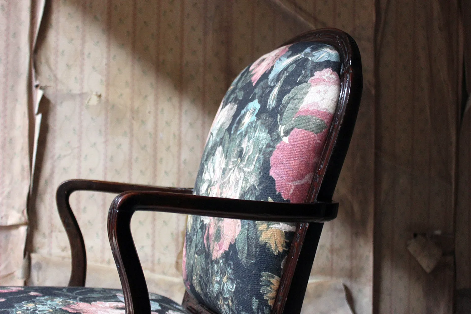 A George III Chinese Chippendale Mahogany & Upholstered Open Armchair c.1780