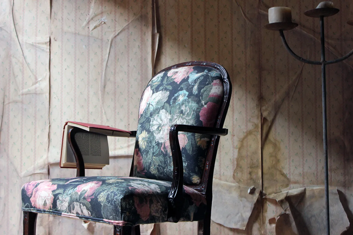A George III Chinese Chippendale Mahogany & Upholstered Open Armchair c.1780