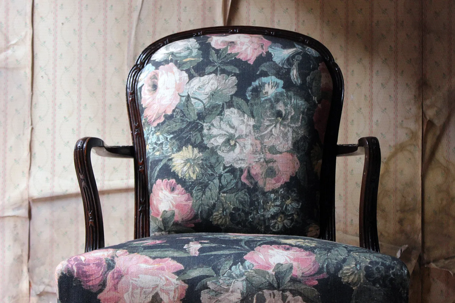 A George III Chinese Chippendale Mahogany & Upholstered Open Armchair c.1780