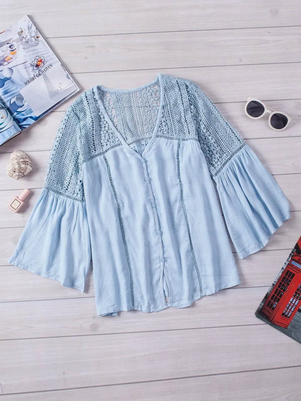 Alluring Crochet-Detailed Blouse