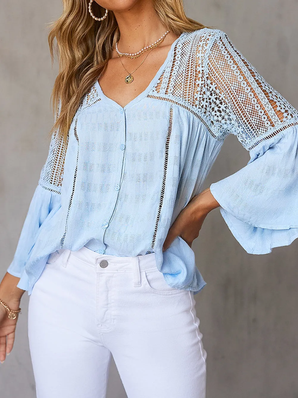 Alluring Crochet-Detailed Blouse