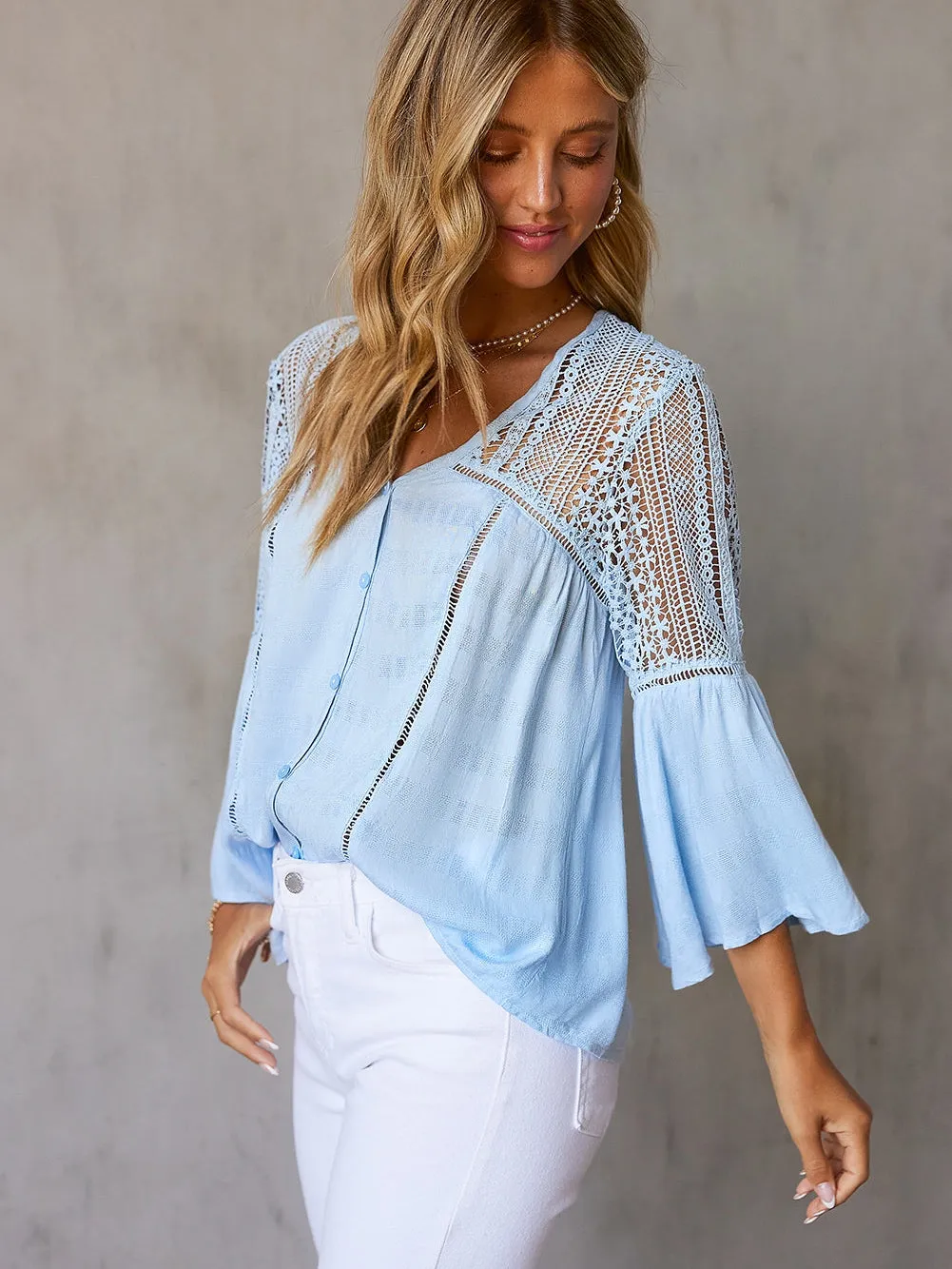 Alluring Crochet-Detailed Blouse