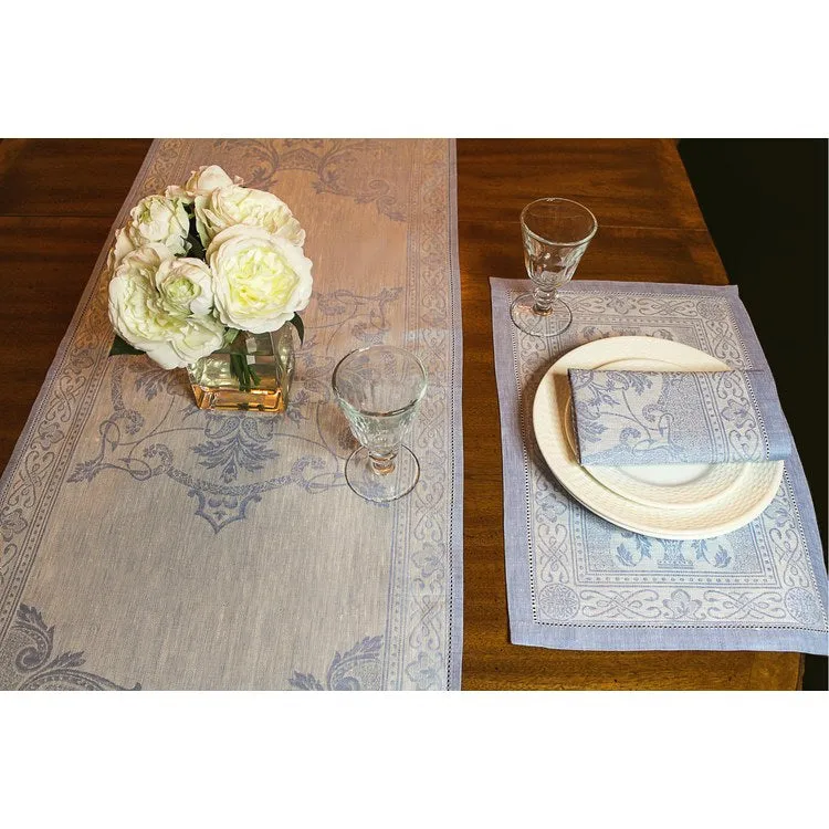 Astra 20" x 68" Table Runner - Ivory and Light Blue
