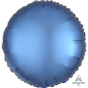 Azure Blue Satin Finish Round Foil Balloon - 18"