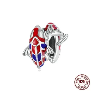 Blue and Red Enamel Carp Septal Bead