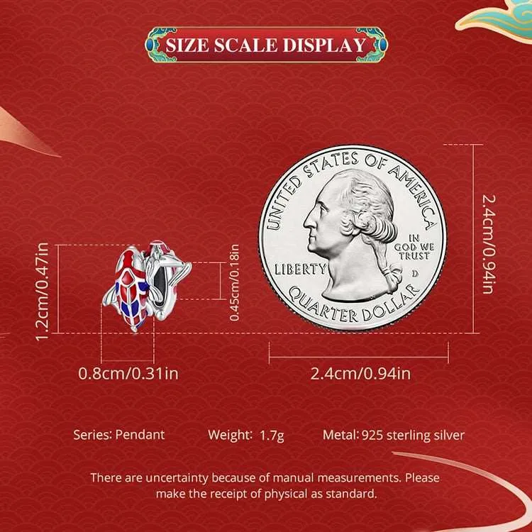 Blue and Red Enamel Carp Septal Bead
