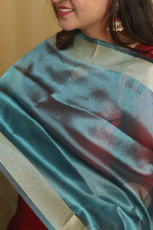 Blue Banarasi Tissue Dupatta - Elegant and Versatile
