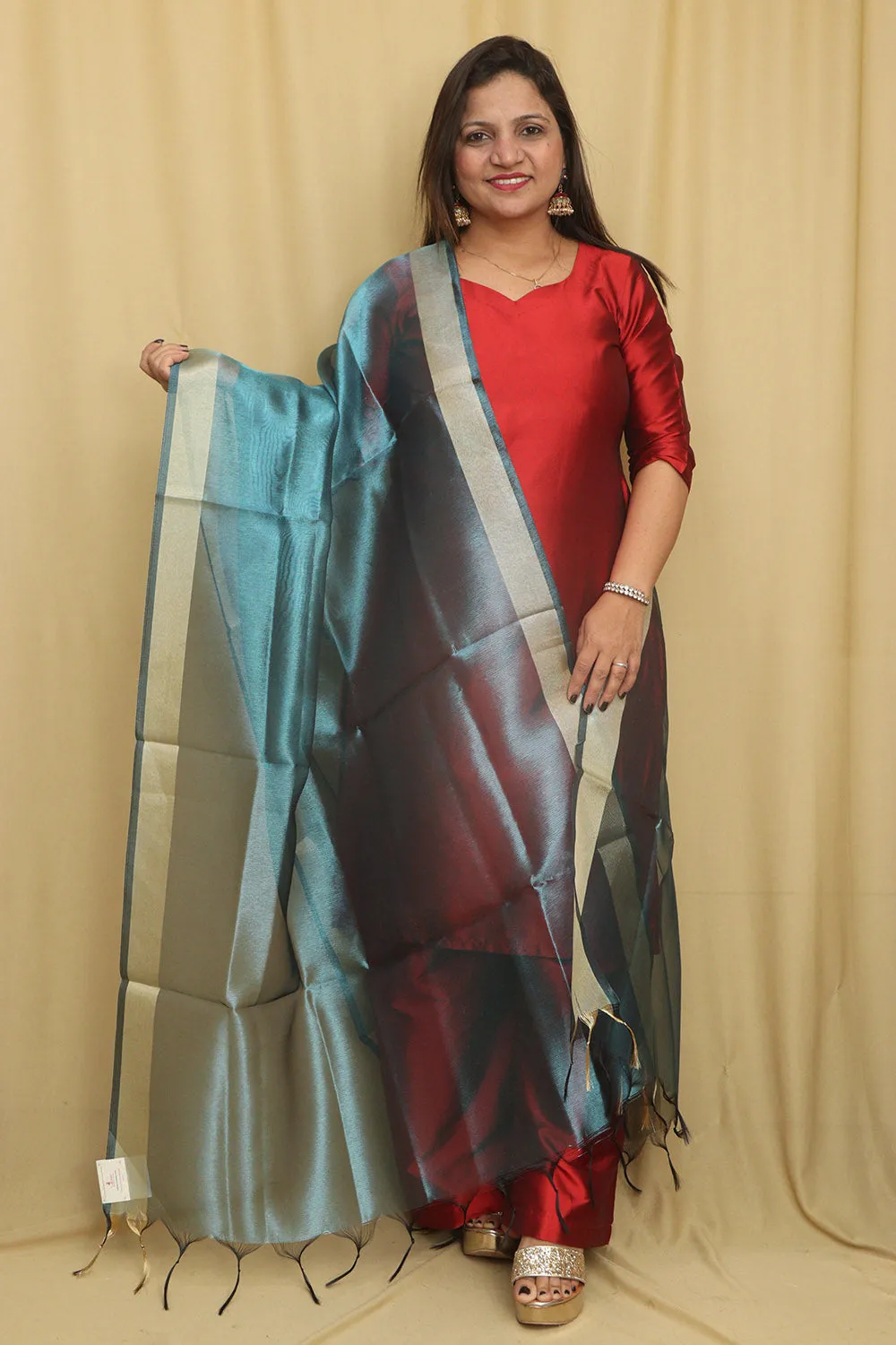 Blue Banarasi Tissue Dupatta - Elegant and Versatile