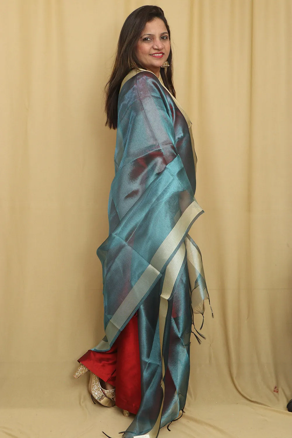 Blue Banarasi Tissue Dupatta - Elegant and Versatile