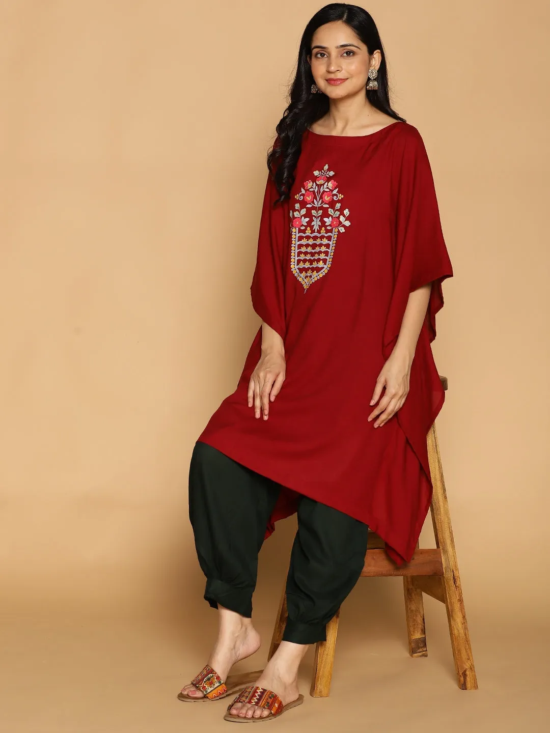 BottleGreen Rayon AfghaniSalwar