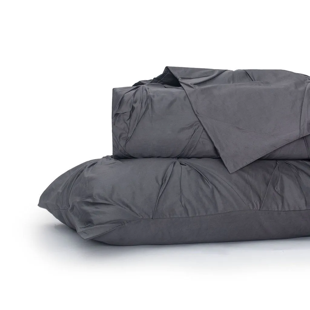 Charcoal Grey Valencia Pintuck Duvet Cover
