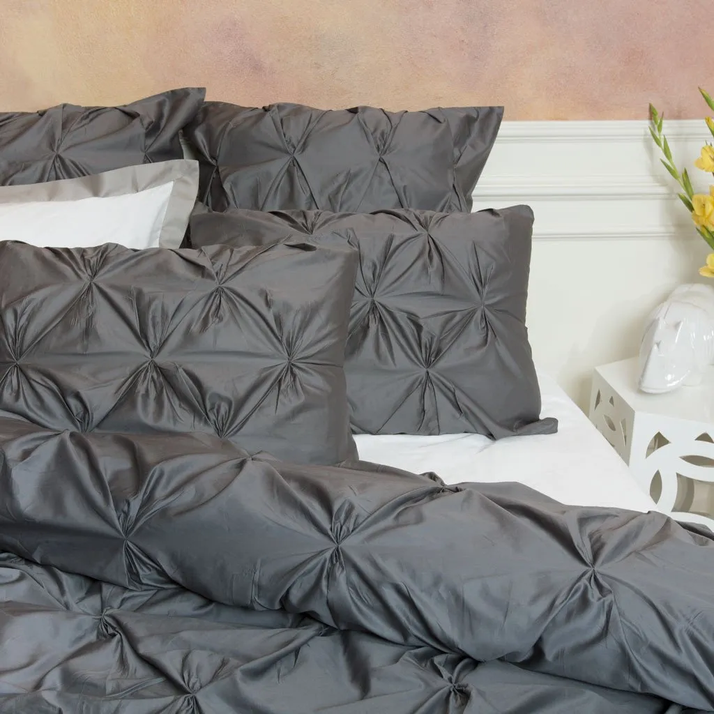 Charcoal Grey Valencia Pintuck Duvet Cover