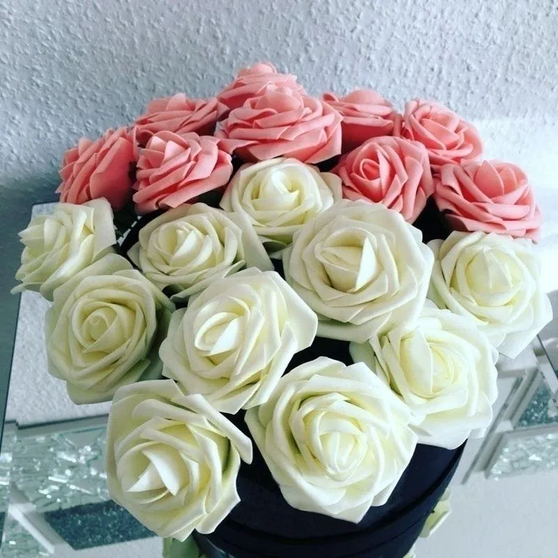 Chic 25-Piece Gray Foam Rose Arrangement - Lifelike and Effortless Decor