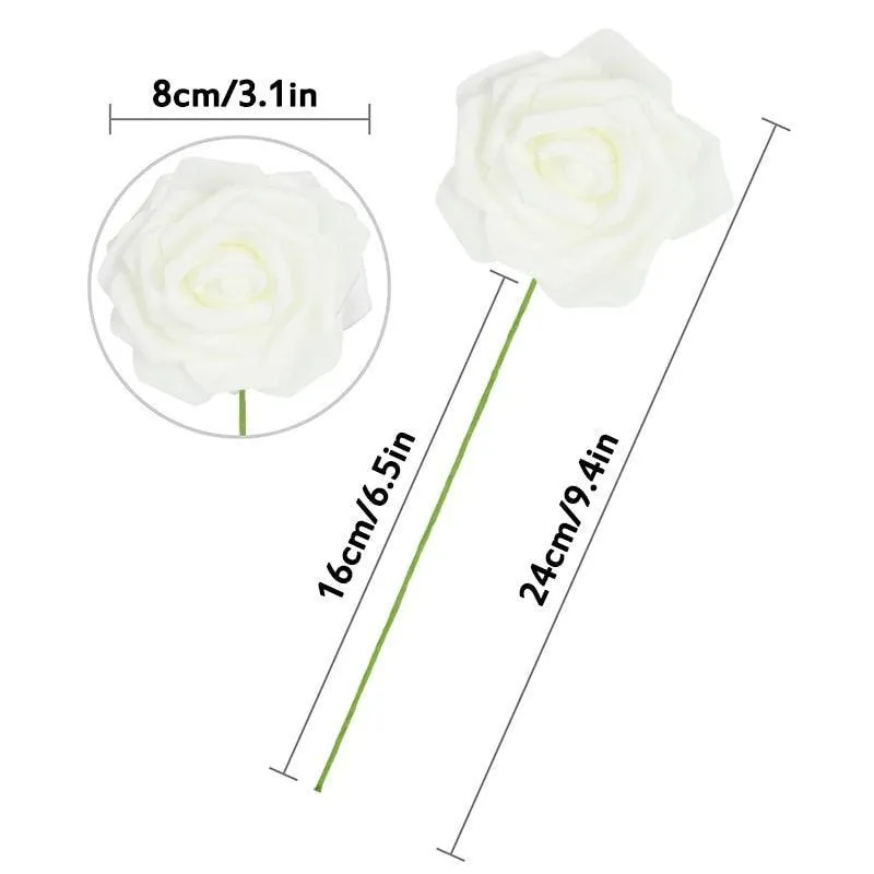 Chic 25-Piece Gray Foam Rose Arrangement - Lifelike and Effortless Decor
