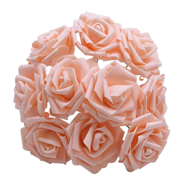 Chic 25-Piece Gray Foam Rose Arrangement - Lifelike and Effortless Decor