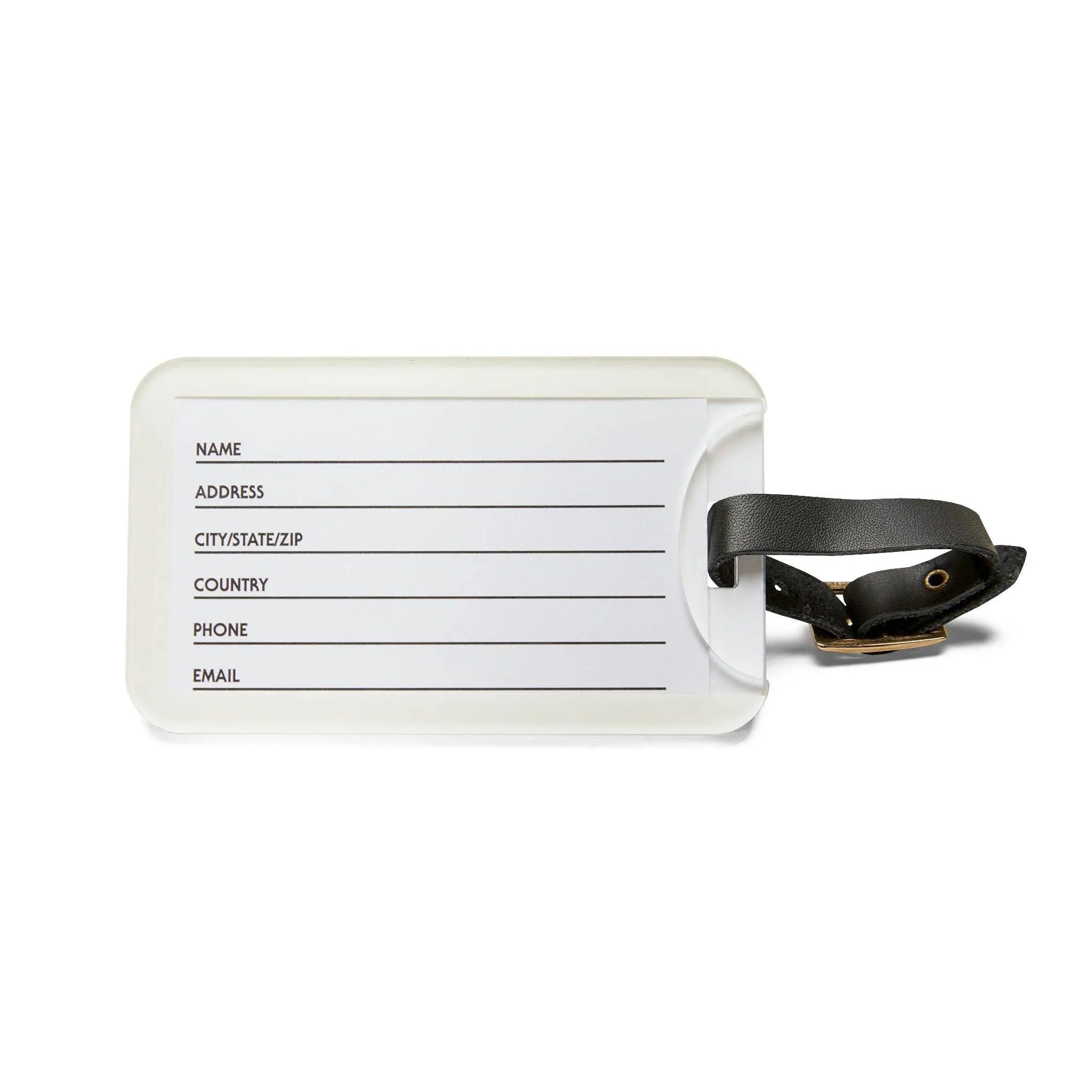 Chic Winter Travel Acrylic Luggage Tag with Leather Attachment for Fashionable Adventurers