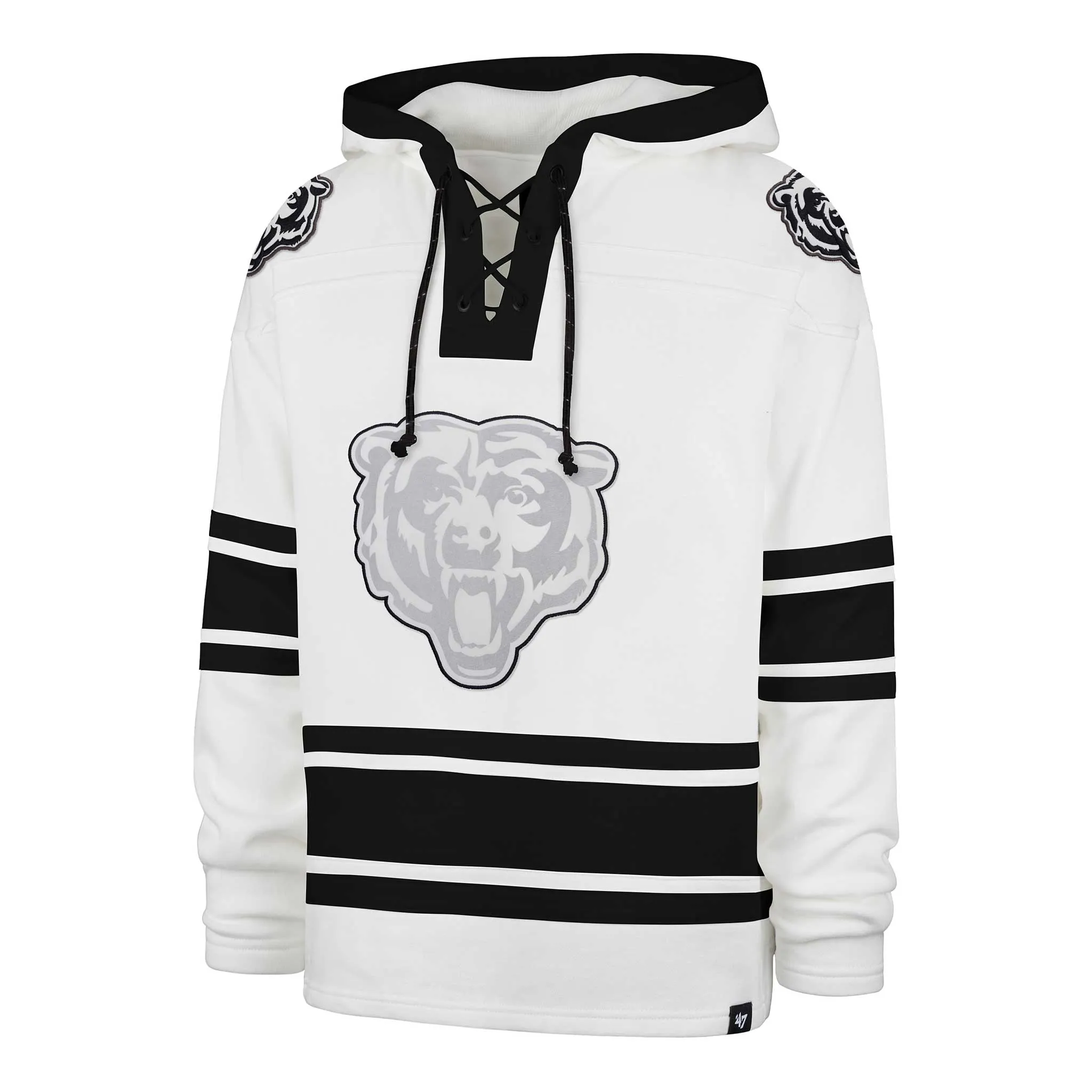 Chicago Bears 47 Brand White Wash Flashback Shortstop Hooded Sweatshirt