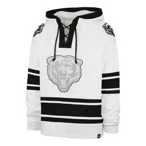 Chicago Bears 47 Brand White Wash Flashback Shortstop Hooded Sweatshirt