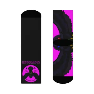 Crowgodshi First Generation Limited Edition Black Socks, PINK LOGO