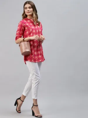Divena Pink Rayon Shirt Style Top