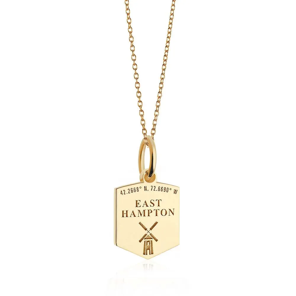 East Hampton New York USA HTO Luggage Tag Charm Solid Gold