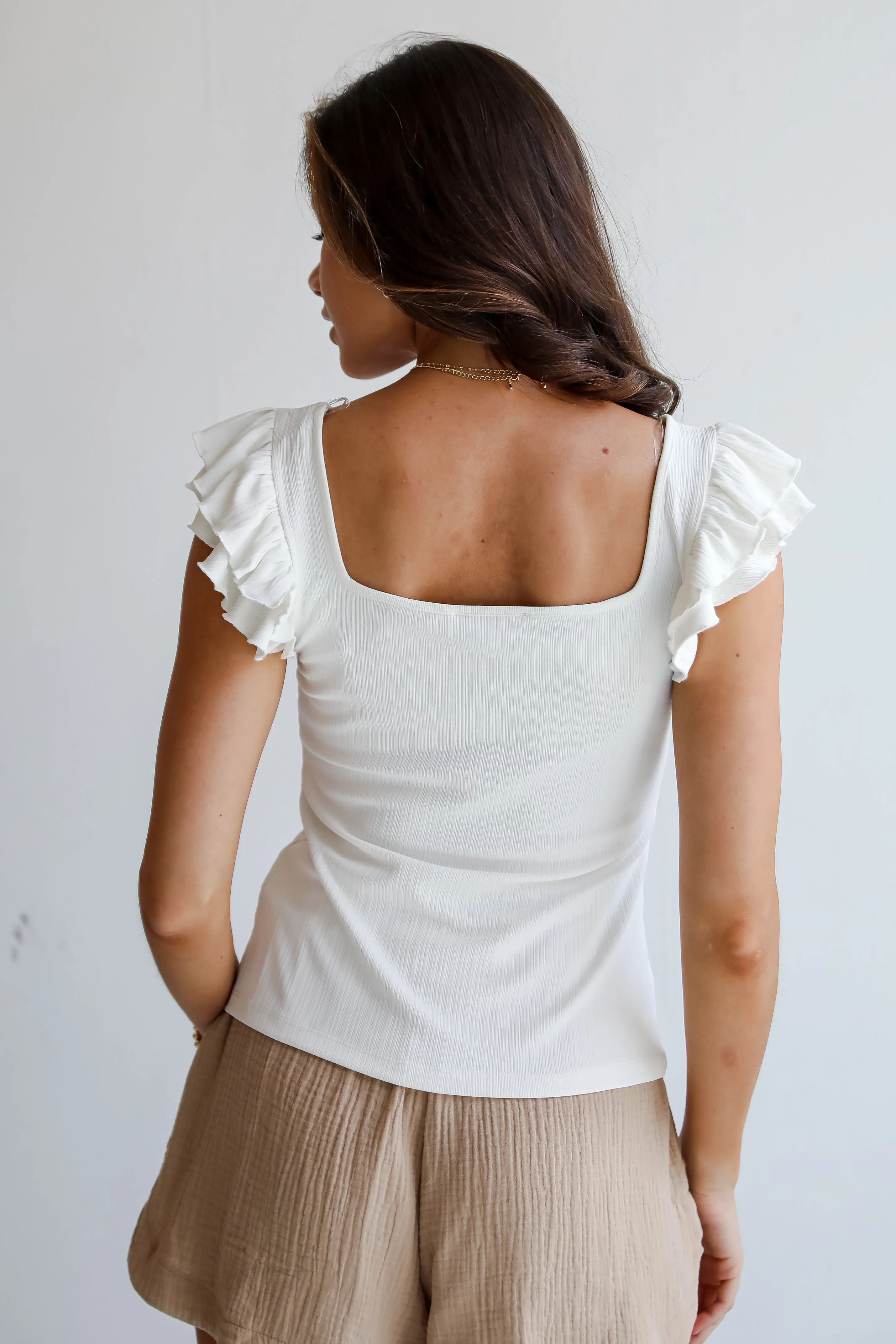 FINAL SALE - Summery Darling White Ruffle Tank