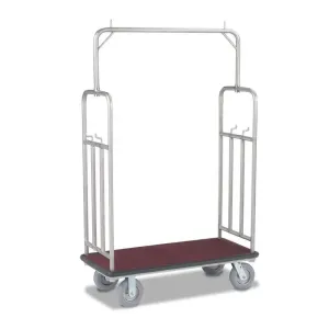 Forbes Industries 2499-DT 46.75" Luggage Cart Standard Tubular Superstructure Satin Diamond Textured Stainless Steel tube, gray cushion
