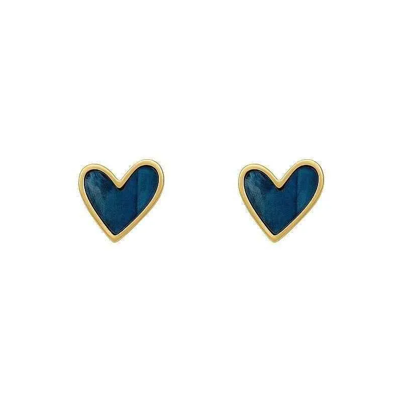 French Sweet Blue Heart Mini Earrings Charm Jewelry XYS0243