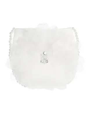 Girls White Elegant Pearl Rhinestone Communion Special Occasion Purse