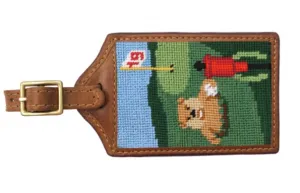 Gopher Golf Needlepoint Luggage Tag