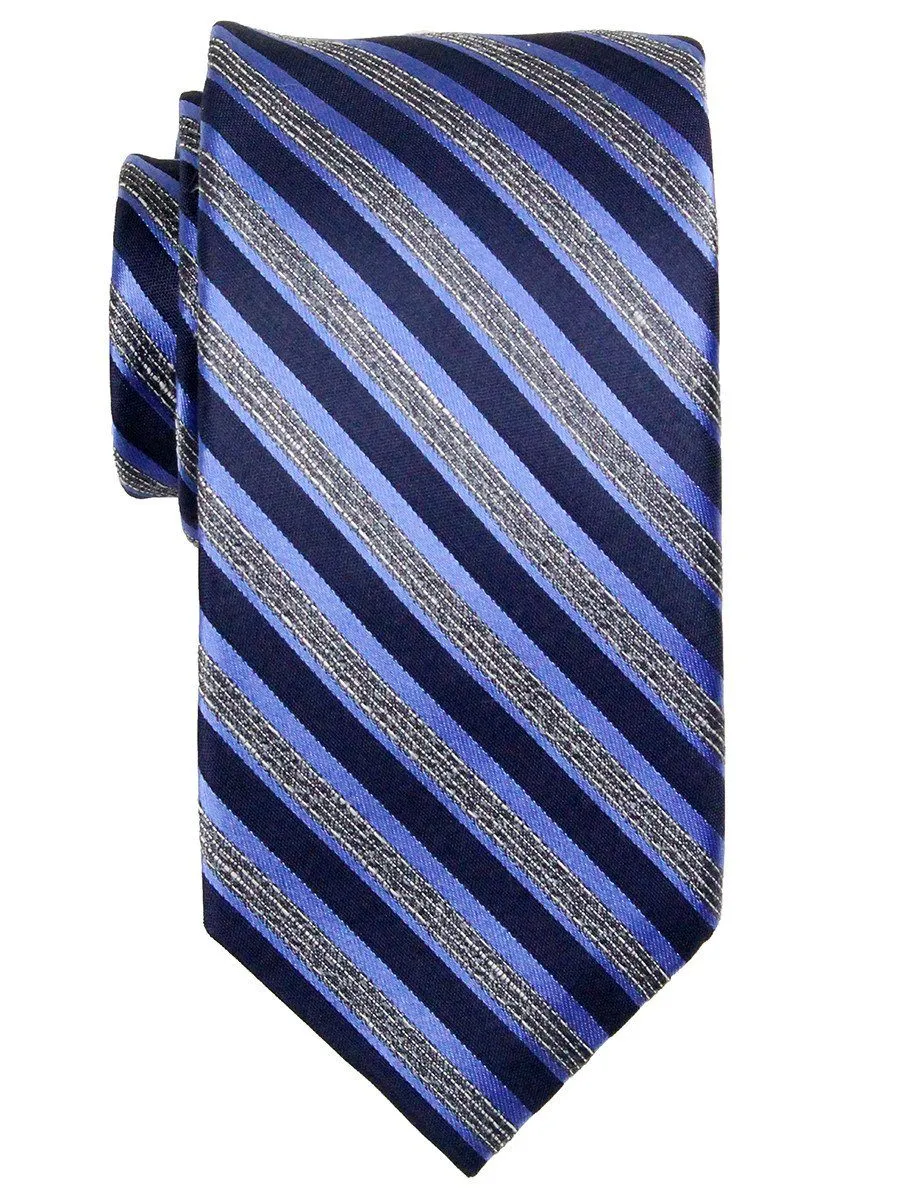 Heritage House 23743 100% Woven Silk Boy's Tie - Stripe - Blue/Navy/Gray