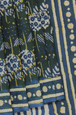 Indigo Bagru Cotton saree