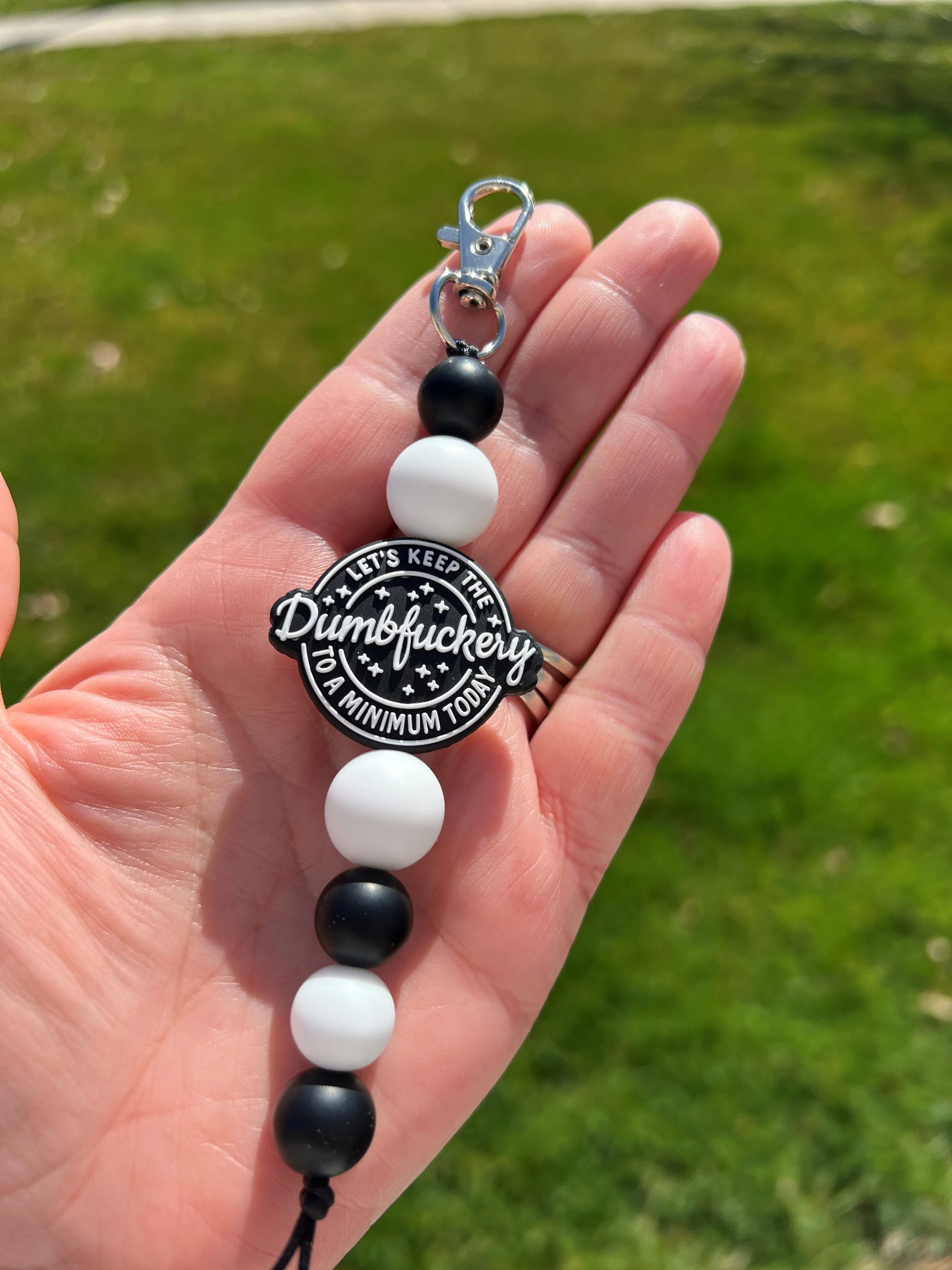 Let's Keep the Dumbfuckery to a Minimum Today Silicone Bead Keychain