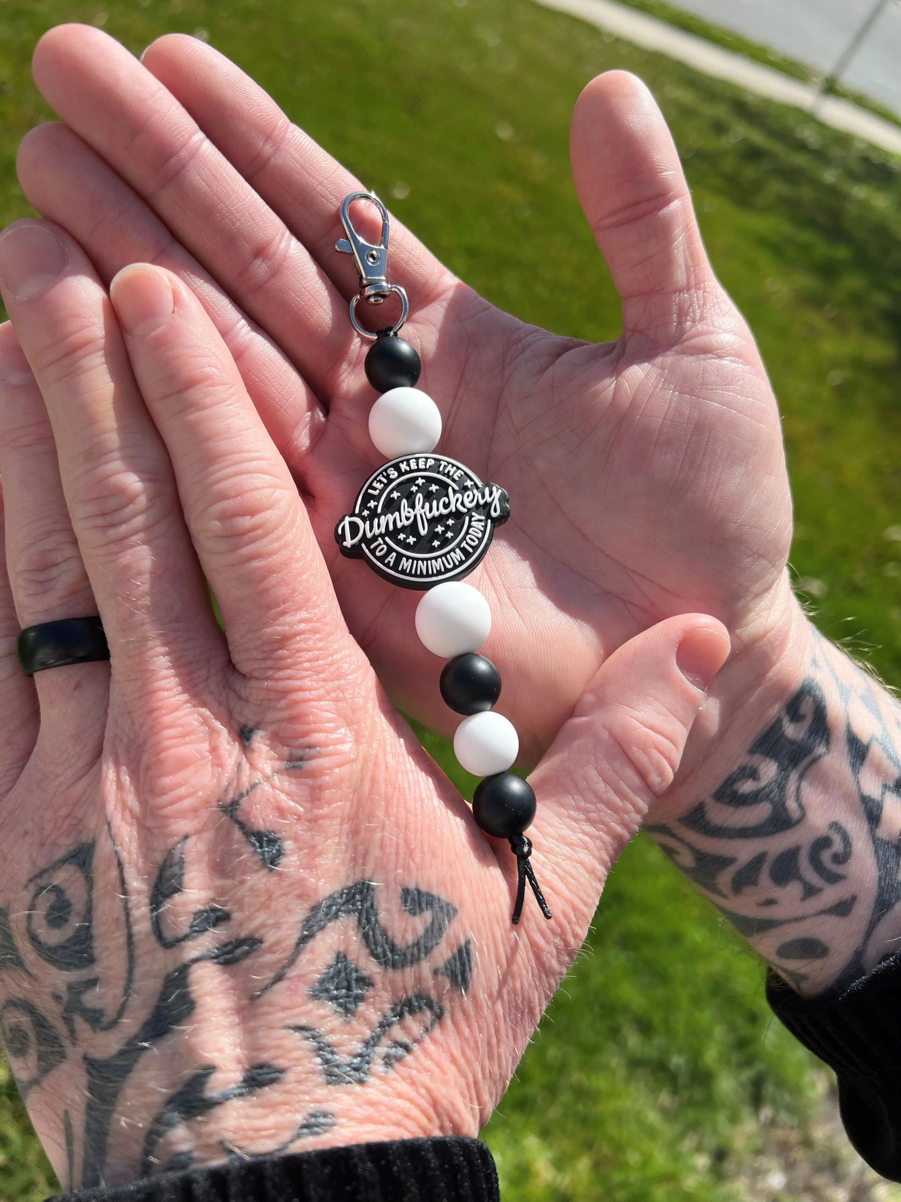 Let's Keep the Dumbfuckery to a Minimum Today Silicone Bead Keychain