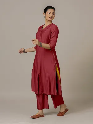 Mahek x Rozaana | A Line Kurta in Scarlet Red with Thread Work | Coords or Only Kurta