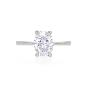 Moonlight 1.4ct Lab-Grown Oval Diamond Engagement Ring - Classic Setting 14k White Gold Polished Band