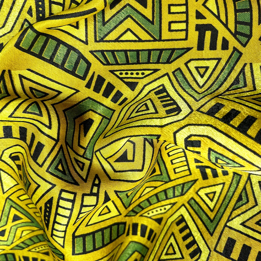 Multicolor Abstract Printed Ajrakh Mashru Silk Fabric