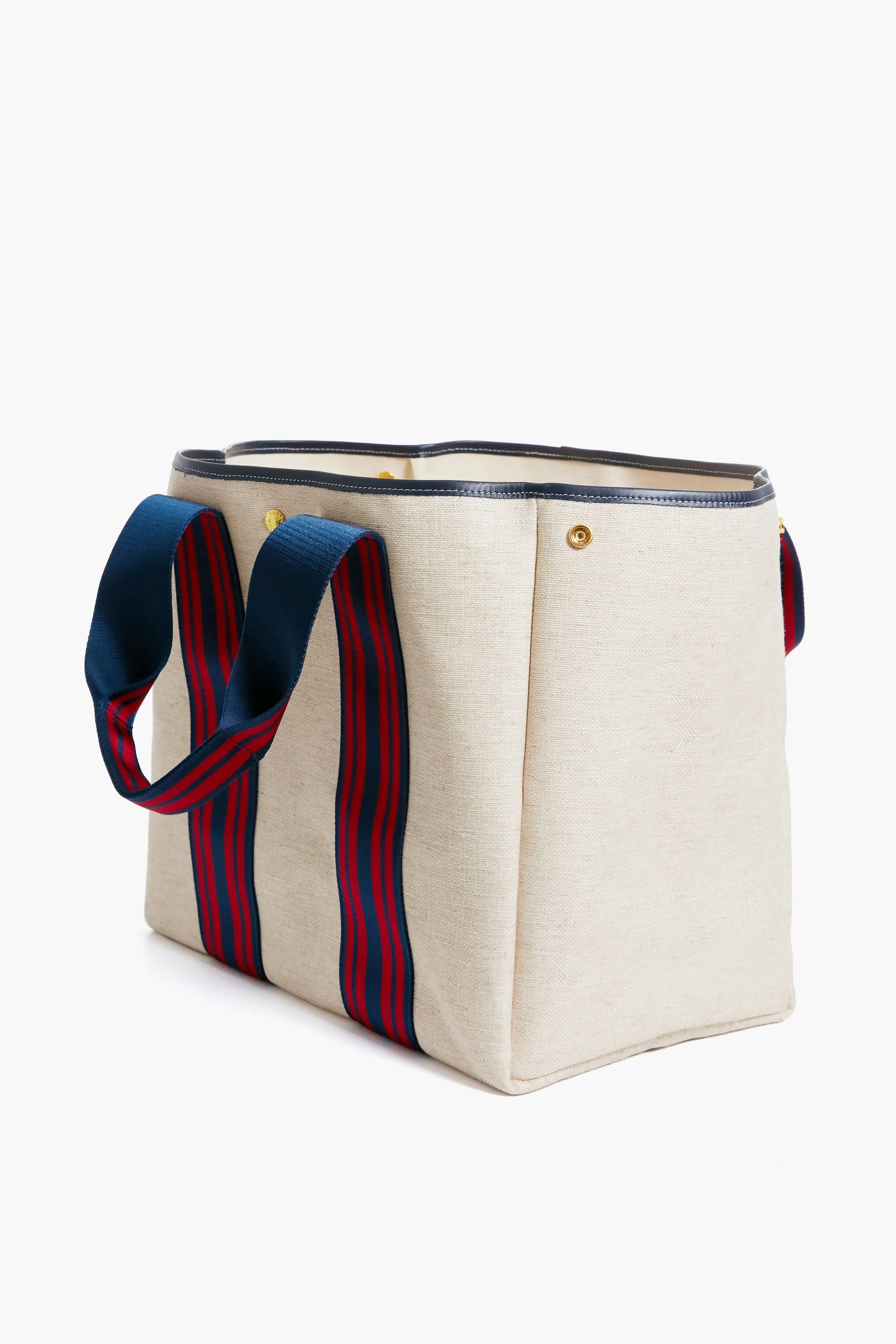 Navy and Red Equestrian Traversee L Linen Tote