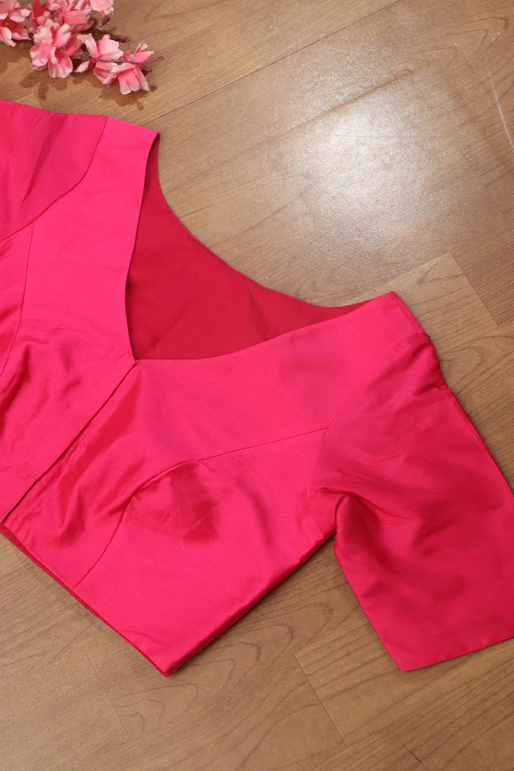 Pink Plain Silk Non Padded Blouse - Stylish and Soft