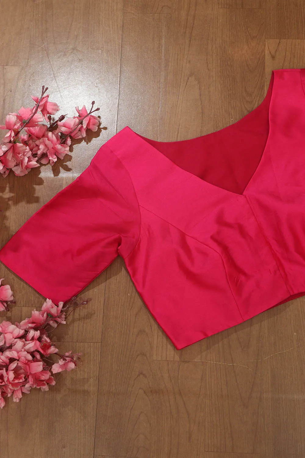 Pink Plain Silk Non Padded Blouse - Stylish and Soft