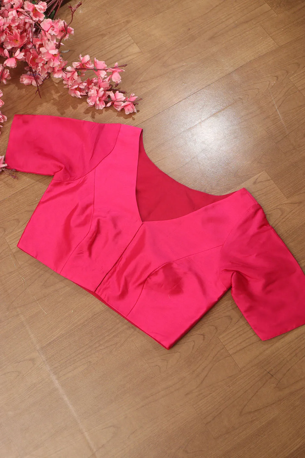 Pink Plain Silk Non Padded Blouse - Stylish and Soft
