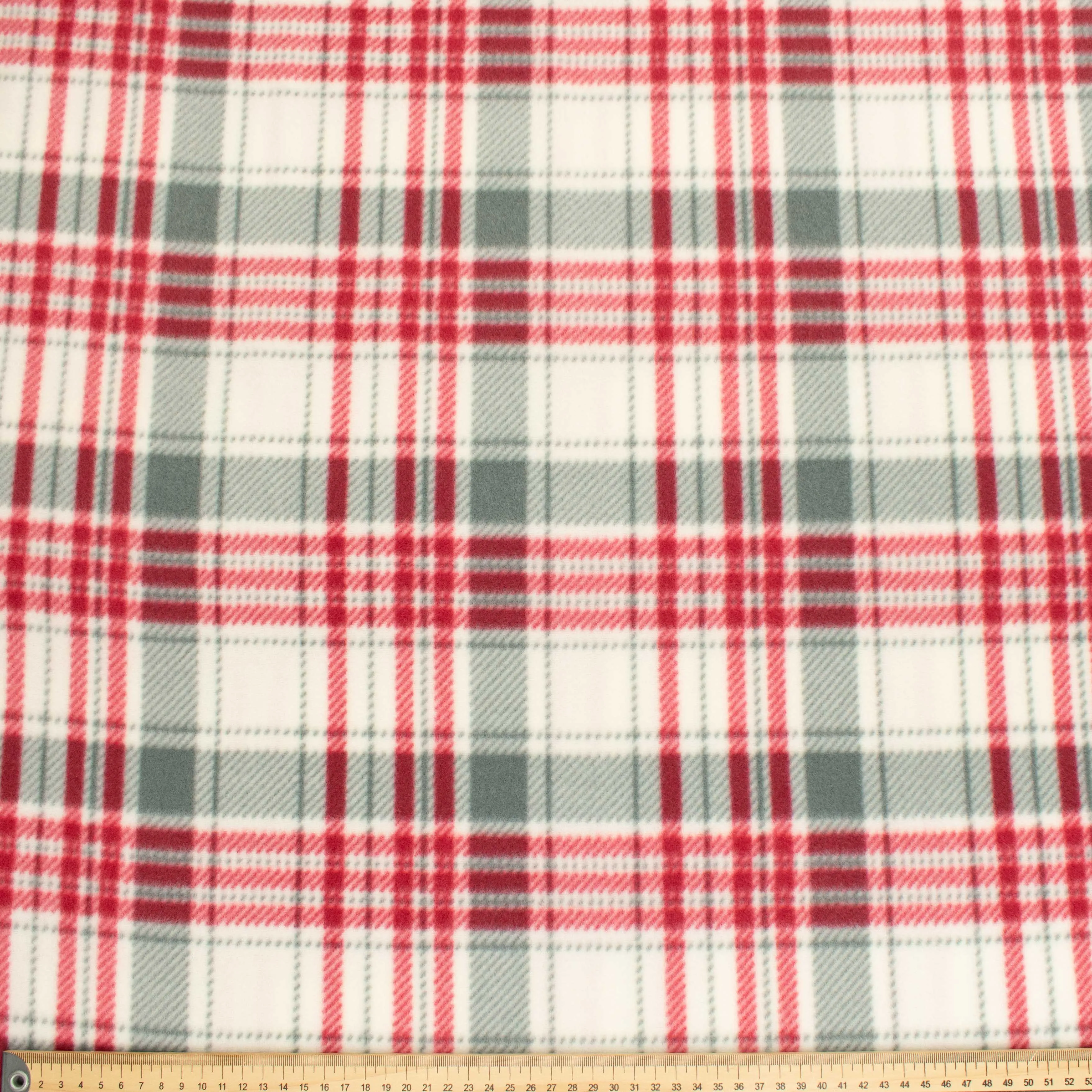 Red Grey Brad Plaid Printed Polar Fleece