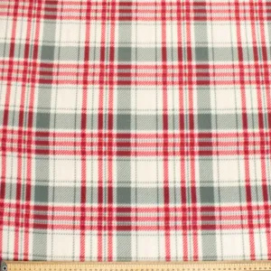 Red Grey Brad Plaid Printed Polar Fleece