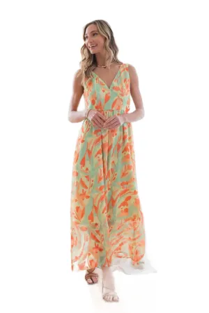 Sew In Love Printed V-Neck Sleeveless Dress