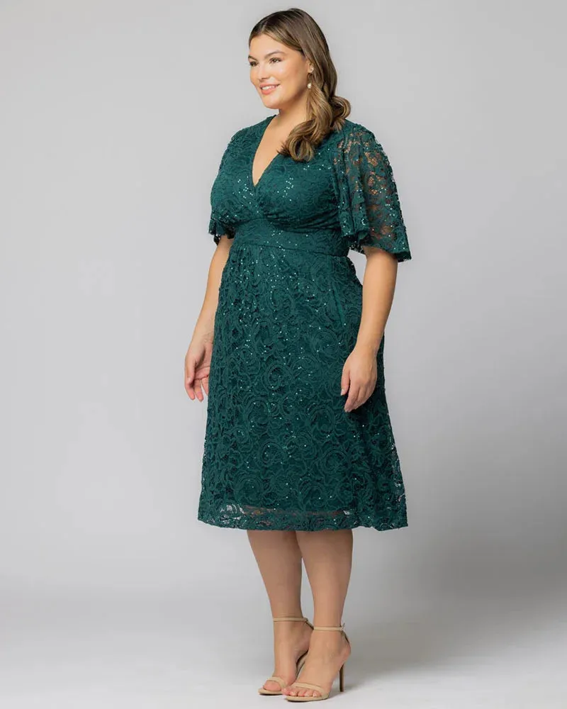 Starry Sequined Lace Cocktail Dress